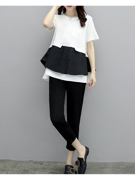 office lady elegant two piece set and pants o-neck patchwork women two piece outfits fashion plus size 5xl 2 set women, White
office lady elegant two piece set and pants o-neck patchwork women two piece outfits fashion plus size 5xl 2 set women, White