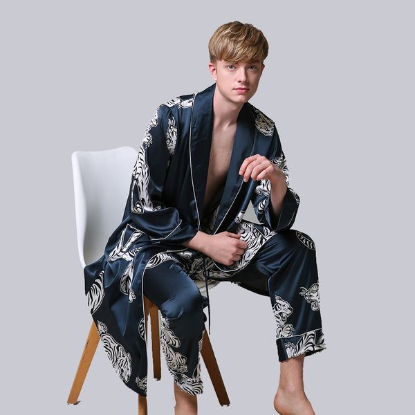 two-pieces silk nightgown satin male sleepwear loose tiger dress silky long sleeve robe and long pants bathrobe set for men, Black;brown
two-pieces silk nightgown satin male sleepwear loose tiger dress silky long sleeve robe and long pants bathrobe set for men, Black;brown