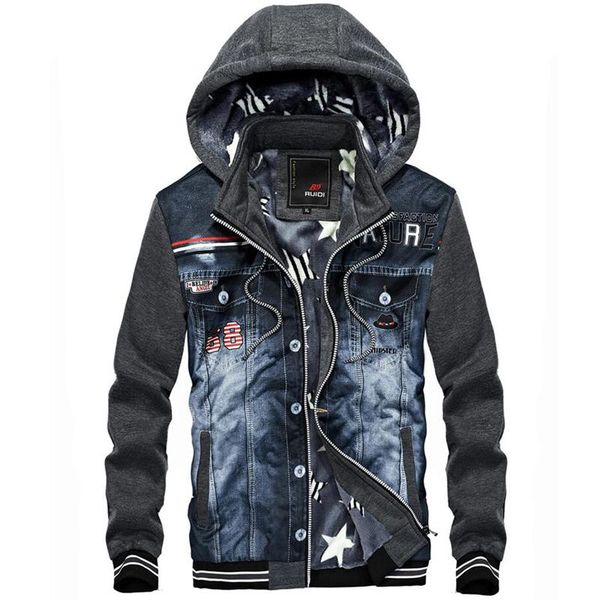 cowboy jackets men denim hooded sweatshirts jacket fashion jeans stitching fashion streetwear hoodies mens casual thick coats, Black;brown
cowboy jackets men denim hooded sweatshirts jacket fashion jeans stitching fashion streetwear hoodies mens casual thick coats, Black;brown