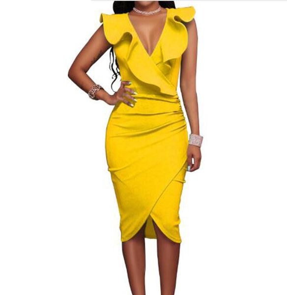 women summer ladies bodycon dress v neck sleeveless pencil ruffles bandage package hip vestidos plus size, Black;gray
women summer ladies bodycon dress v neck sleeveless pencil ruffles bandage package hip vestidos plus size, Black;gray