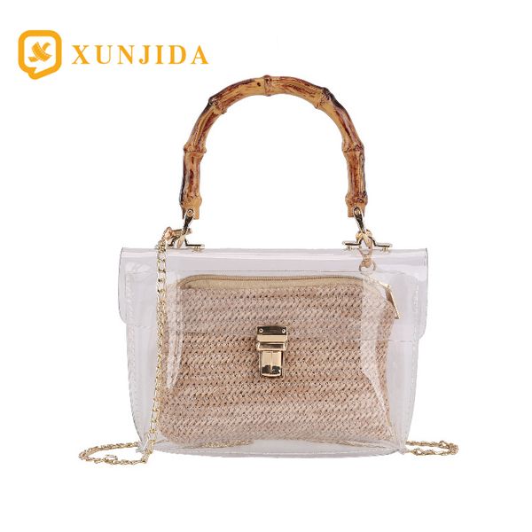 xunjida new 2pcs transparent bag for women clear jelly shoulder bags bamboo weave chain handbags crossbody bolsa summer beach
xunjida new 2pcs transparent bag for women clear jelly shoulder bags bamboo weave chain handbags crossbody bolsa summer beach