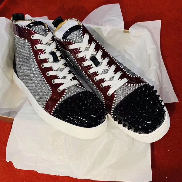 new style red bottom sneakers women,men graffiti + glitter + beadsblack spikes orlato high-casual walking shoes eu35-46 with box, Black 
new style red bottom sneakers women,men graffiti + glitter + beadsblack spikes orlato high-casual walking shoes eu35-46 with box, Black