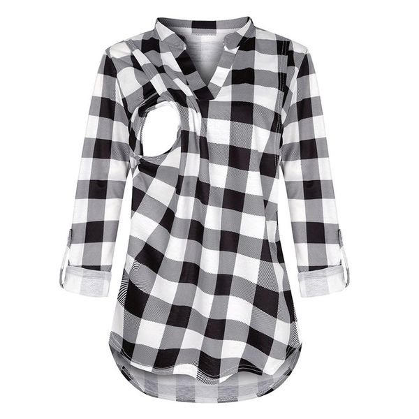 telotuny women's nursing maternity long sleeve breastfeeding v-neck plaid shirt breast feeding cotton blouse zn07, White
telotuny women's nursing maternity long sleeve breastfeeding v-neck plaid shirt breast feeding cotton blouse zn07, White