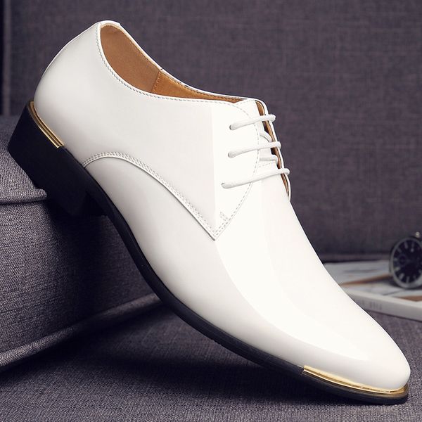 men leather shoes pointed toe men dress shoes fashion patent leather wedding party flats italian fashion men formal oxfords 2a, Black
men leather shoes pointed toe men dress shoes fashion patent leather wedding party flats italian fashion men formal oxfords 2a, Black