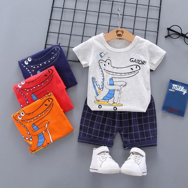 cartoon dinosaur baby boy clothes set toddler kids short sleeve t-shirt plaid shorts sets casual set ropa de bebes varon, White
cartoon dinosaur baby boy clothes set toddler kids short sleeve t-shirt plaid shorts sets casual set ropa de bebes varon, White