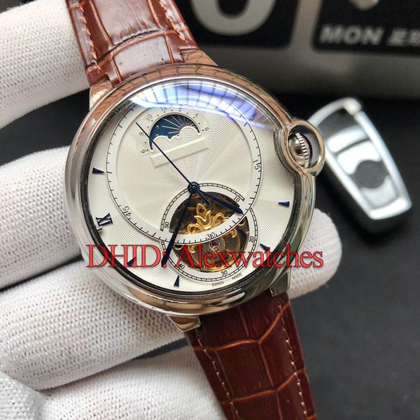 мужские дизайнерские часы 44 мм корпус из нержавеющей стали автоматические часы кожаный ремешок montre de luxe moon phase маховик механическ, Slivery;brown 
мужские дизайнерские часы 44 мм корпус из нержавеющей стали автоматические часы кожаный ремешок montre de luxe moon phase маховик механическ, Slivery;brown