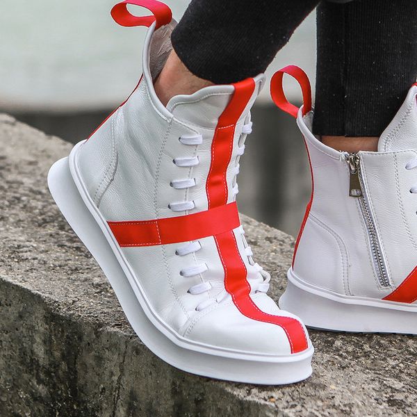 men sneakers hip-hop street dance high-men's leather casual shoes with thick bottom shoes star yellow white flat 2019, Black
men sneakers hip-hop street dance high-men's leather casual shoes with thick bottom shoes star yellow white flat 2019, Black