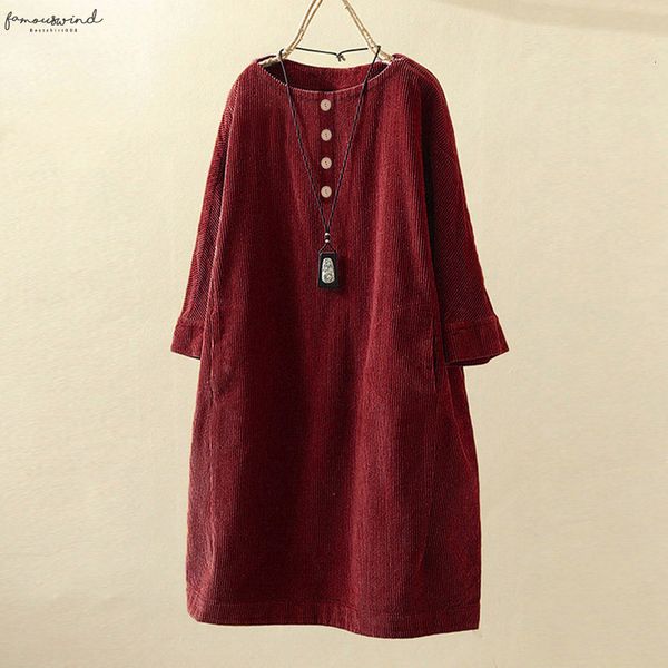 women corduroy dress vintage solid pockets button long sleeve dress loose casual female o neck plus size  5xl dresses vestidos, Black;gray 
women corduroy dress vintage solid pockets button long sleeve dress loose casual female o neck plus size  5xl dresses vestidos, Black;gray