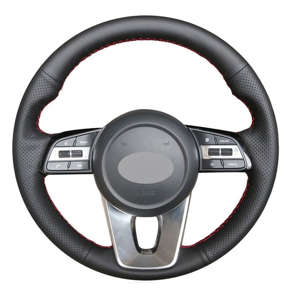 black pu faux leather diy hand-stitched car steering wheel cover for kia k5 optima 2019 cee'd ceed 2019 forte cerato (au) 2018
black pu faux leather diy hand-stitched car steering wheel cover for kia k5 optima 2019 cee'd ceed 2019 forte cerato (au) 2018