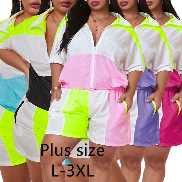 women plus size tracksuit casual 2 piece set short sleeve t shirt+panelled shorts summer clothes sports jogger suit pocket outfits 2805, White
women plus size tracksuit casual 2 piece set short sleeve t shirt+panelled shorts summer clothes sports jogger suit pocket outfits 2805, White