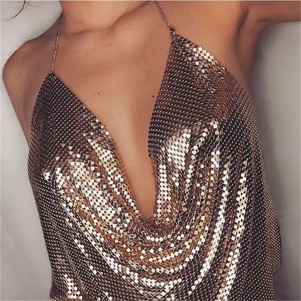 backless sequins women crop 2018 halter camis summer metal chain low chest cropped bra ladies v-neck party vest blusa, White
backless sequins women crop 2018 halter camis summer metal chain low chest cropped bra ladies v-neck party vest blusa, White