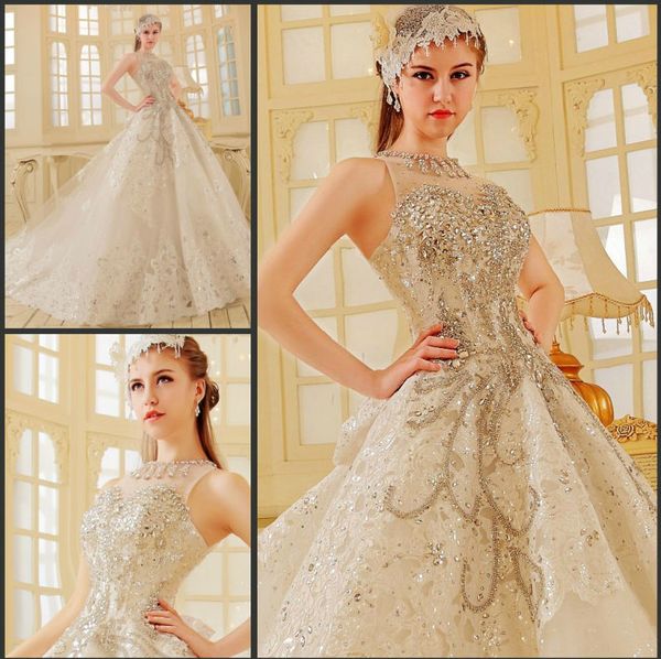 sheer o-neck a-line wedding dresses lace appliques beaded crystal bridal gowns sleeveless custom online long vestidos de mariee luxurious, White
sheer o-neck a-line wedding dresses lace appliques beaded crystal bridal gowns sleeveless custom online long vestidos de mariee luxurious, White