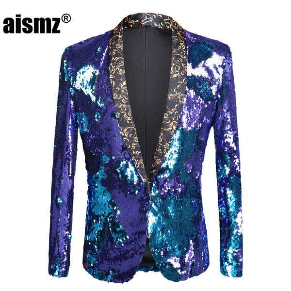 aismz new mens stylish blue double-sided colorful sequins blazer nightclub bar stage singer costume wedding groom suit jacket, White;black
aismz new mens stylish blue double-sided colorful sequins blazer nightclub bar stage singer costume wedding groom suit jacket, White;black