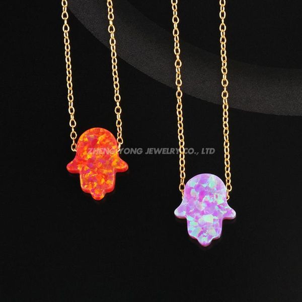 925 sterling silver link chain op25 orange 11x13mm hamsa opal necklace for girl