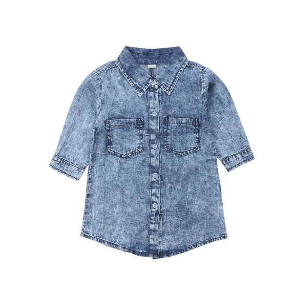 2019 kid baby girls denim blouse shirt dress 3/4 sleeve baby fashion denim, White;black
2019 kid baby girls denim blouse shirt dress 3/4 sleeve baby fashion denim, White;black
