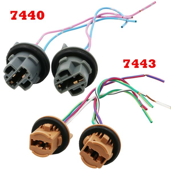 

ysy 2pcs 7440 7443 led bulb socket t20 brake turn signal light harness wire adapter led lamp holder brake light cable