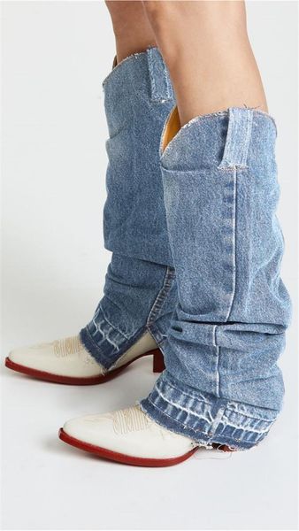 2019 new personality shoes woman denim western boots pointed-toe cowhide leather chunky heel slip-on long sleeve cowboy boots, Black
2019 new personality shoes woman denim western boots pointed-toe cowhide leather chunky heel slip-on long sleeve cowboy boots, Black