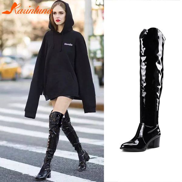 karin plus size 32-48 western knight boots ladies patent pu knee high boots women 2019 winter high heels shoes woman, Black
karin plus size 32-48 western knight boots ladies patent pu knee high boots women 2019 winter high heels shoes woman, Black