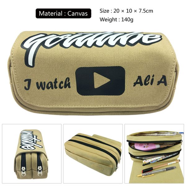 2 colors black/khaki youtubo pen bags double zipper pencil bag pencil case stationery container school supplies canvas 20cm
2 colors black/khaki youtubo pen bags double zipper pencil bag pencil case stationery container school supplies canvas 20cm