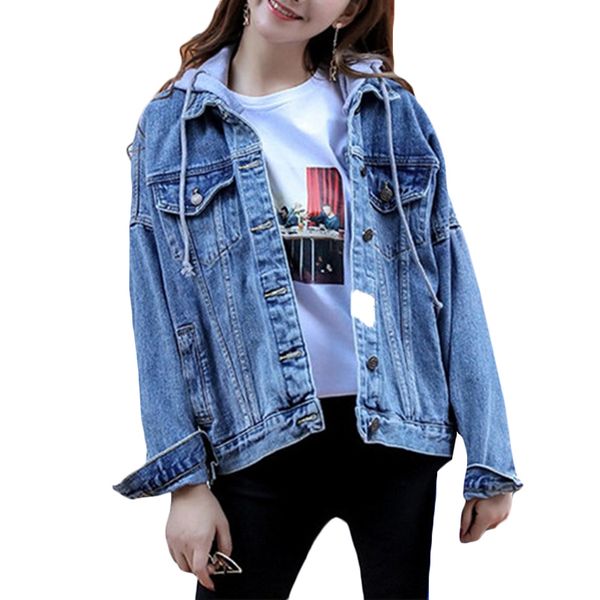 2020 spring autumn new denim jacket women loose students korean bf wild short basis jackets womens hooded casual jeans coat f366, Black;brown
2020 spring autumn new denim jacket women loose students korean bf wild short basis jackets womens hooded casual jeans coat f366, Black;brown