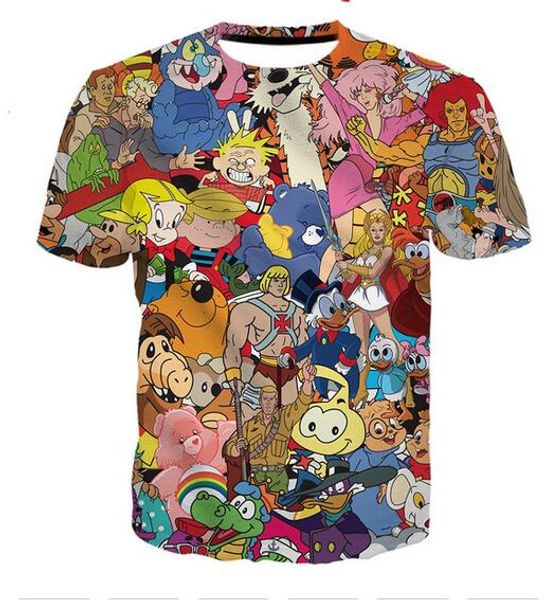fashion mens/womans summer style cartoons collage 80s funny 3d print casual shirt plus size xz018, White;black
fashion mens/womans summer style cartoons collage 80s funny 3d print casual shirt plus size xz018, White;black