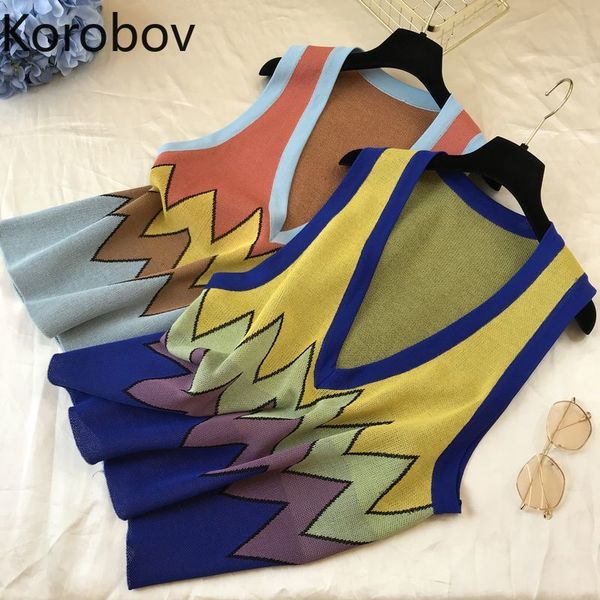korobov women sleeveless v neck casual knitted vest sweaters korean fashion patchwork tank pullovers 78666, Black;white
korobov women sleeveless v neck casual knitted vest sweaters korean fashion patchwork tank pullovers 78666, Black;white