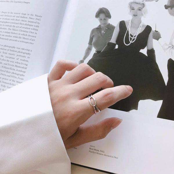 retro authentic s925 sterling silver fine jewelry 2-rows open oval geometric ring open adjust tlj765, Golden;silver
retro authentic s925 sterling silver fine jewelry 2-rows open oval geometric ring open adjust tlj765, Golden;silver