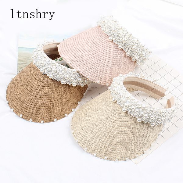 2019new summer fashion women handmade sewing pearl headband hat raffia visor cap for fashion girls beach hat lady straw sun, Blue;gray
2019new summer fashion women handmade sewing pearl headband hat raffia visor cap for fashion girls beach hat lady straw sun, Blue;gray