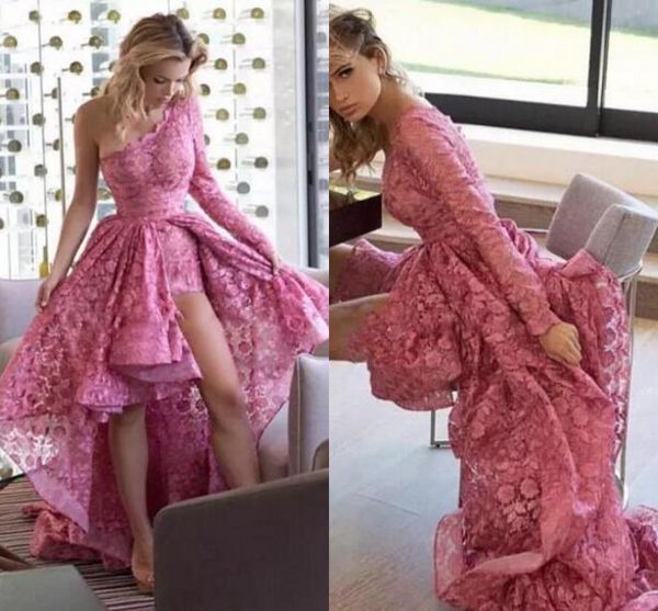 pretty rose one shoulder hi lo african prom bridesmaid party dresses with long lace sleeves a line evening party dress formal gowns, Black
pretty rose one shoulder hi lo african prom bridesmaid party dresses with long lace sleeves a line evening party dress formal gowns, Black