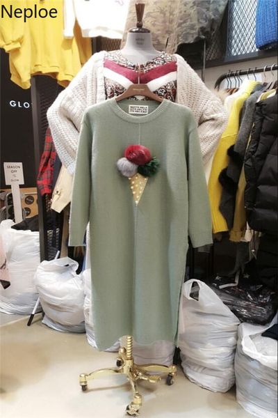 neploe women medium-long sweater long sleeve colorful ball decoration loose knit pullover 2019 autumn winter pull jumpers 55199, White;black
neploe women medium-long sweater long sleeve colorful ball decoration loose knit pullover 2019 autumn winter pull jumpers 55199, White;black