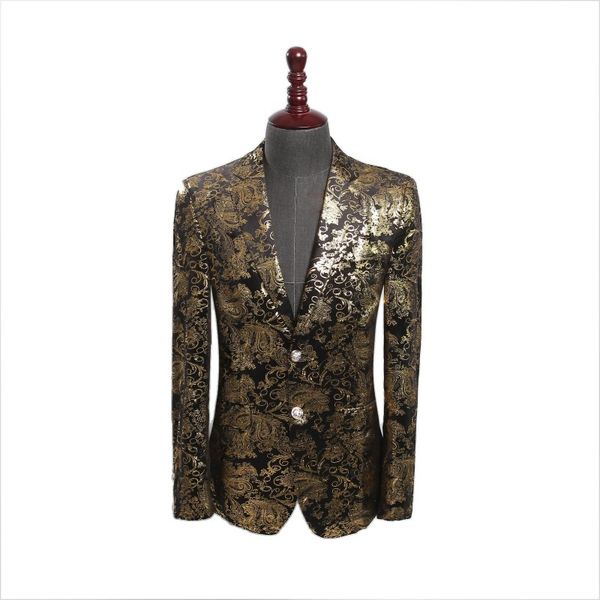 luxury gold floral pattern velvet blazer double breasted mens casual suit jacket dj signers outfit formal wedding groom wear, White;black
luxury gold floral pattern velvet blazer double breasted mens casual suit jacket dj signers outfit formal wedding groom wear, White;black