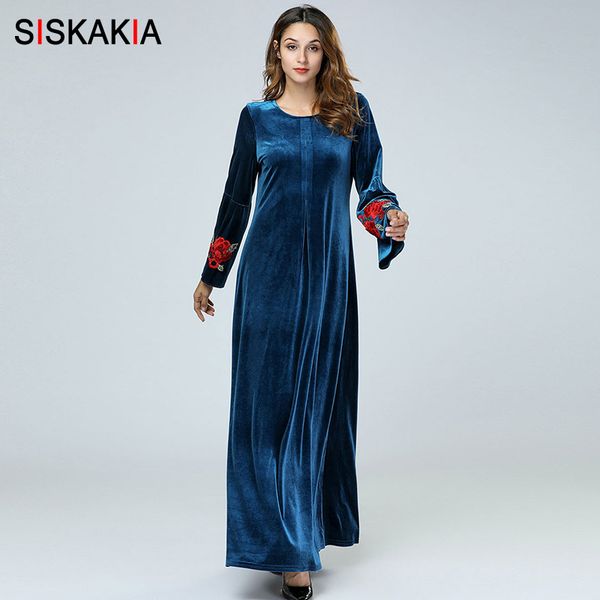 siskakia maxi long dress elegant floral embroidery women dresses velvet navy blue swing dress middle east muslim eid al-adha uae, Black;gray
siskakia maxi long dress elegant floral embroidery women dresses velvet navy blue swing dress middle east muslim eid al-adha uae, Black;gray
