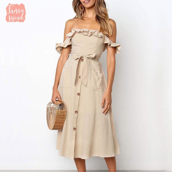 women dress off shoulder ruffle elegant festa button cotton summer dress female midi lady vestidos black, Black;gray
women dress off shoulder ruffle elegant festa button cotton summer dress female midi lady vestidos black, Black;gray