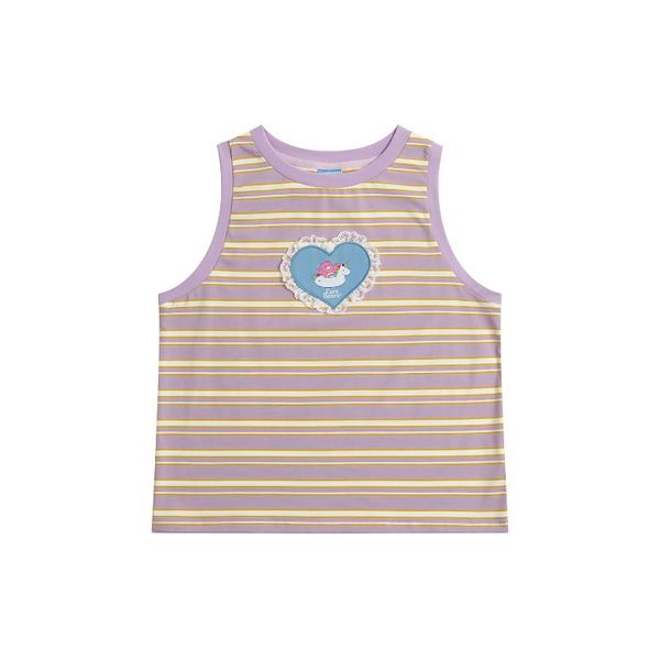 summer cute sweet ladies cotton vest striped printed round neck sleeveless t-shirt cute heart shaped bear embroidery patch, White
summer cute sweet ladies cotton vest striped printed round neck sleeveless t-shirt cute heart shaped bear embroidery patch, White