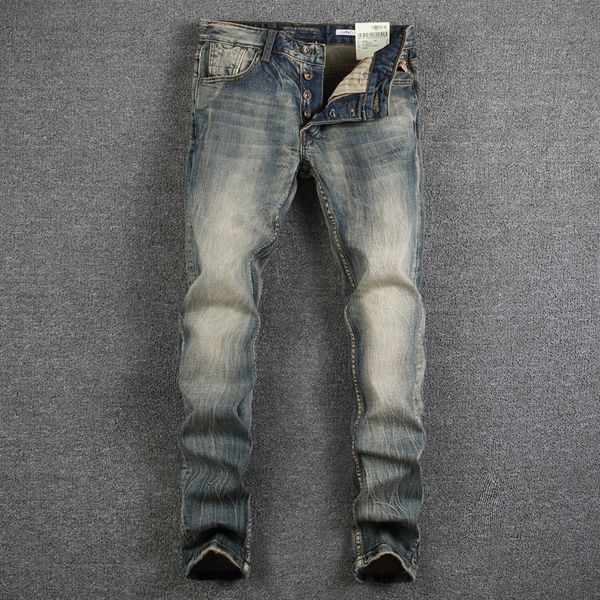 italian style fashion mens jeans retro design classic denim jeans men slim fit casual buttons pants stretch, Blue
italian style fashion mens jeans retro design classic denim jeans men slim fit casual buttons pants stretch, Blue
