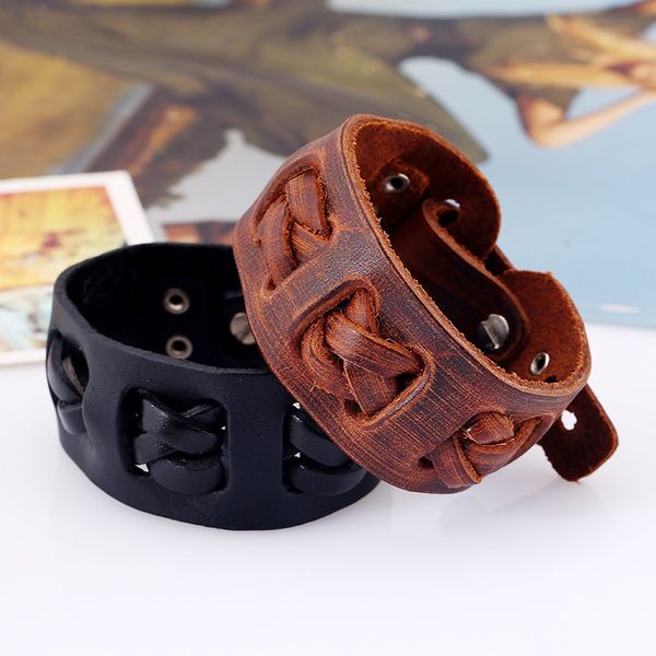 2019 new vintage men's wide black brown leather bracelet wrap charm bracelets fashion jewelry accessories boyfriend gift, Golden;silver
2019 new vintage men's wide black brown leather bracelet wrap charm bracelets fashion jewelry accessories boyfriend gift, Golden;silver