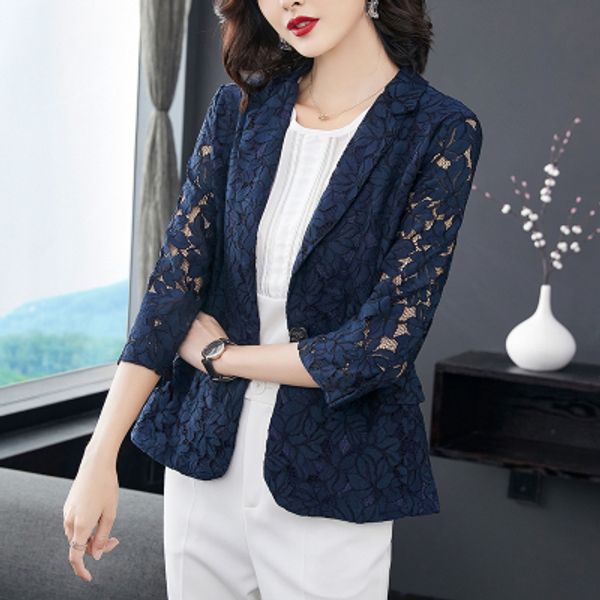summer 2020 korea navy blue lace hollow out ladies jackets elegant blazer plus size thin women coat blazer oversize, White;black
summer 2020 korea navy blue lace hollow out ladies jackets elegant blazer plus size thin women coat blazer oversize, White;black