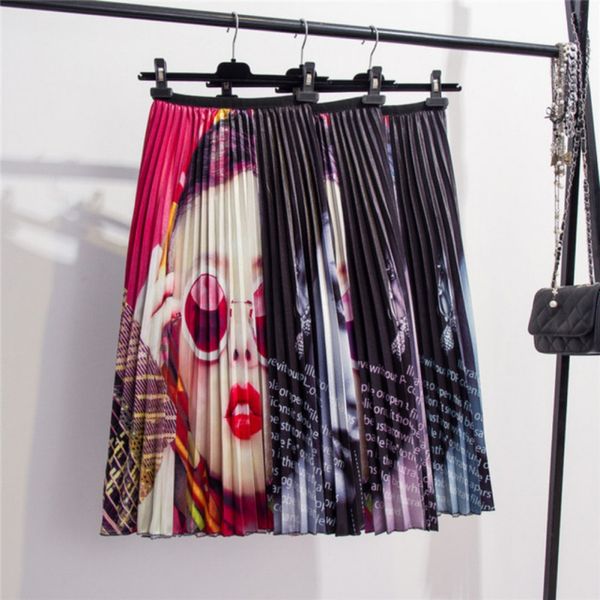 2019 summer women long maxi pleated skirt plus size fashion cartoon print skirt casual skirts women clothing streetwear femme, Black
2019 summer women long maxi pleated skirt plus size fashion cartoon print skirt casual skirts women clothing streetwear femme, Black