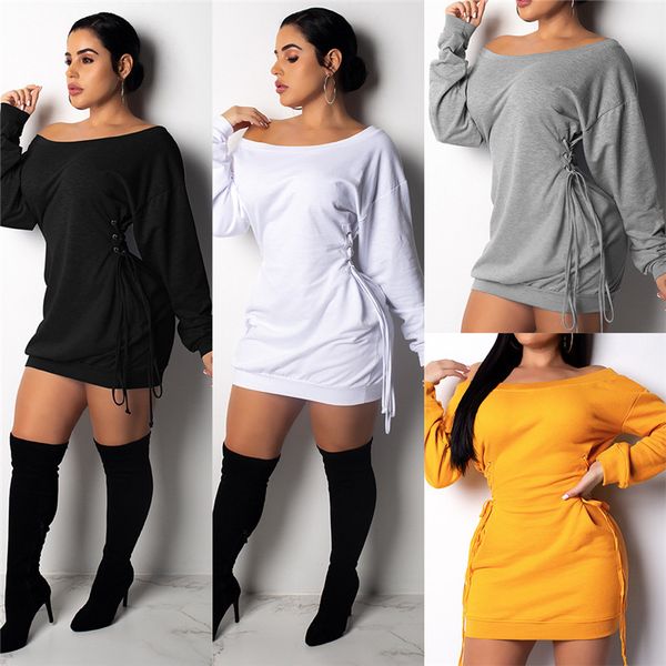 spring womens party dresses slash neck solid color printed bandage waist style hip dress womens 2020 luxury designer clothes, White;black
spring womens party dresses slash neck solid color printed bandage waist style hip dress womens 2020 luxury designer clothes, White;black