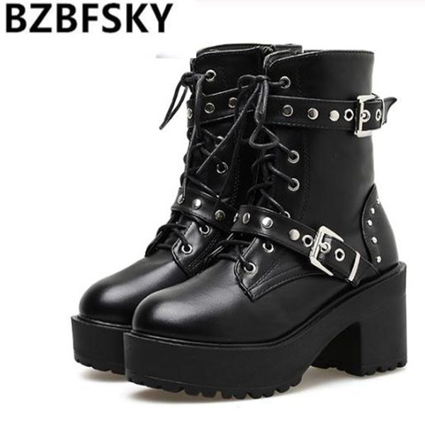 rivet autumn boots women platform boots black leather gothic punk style combat for women mid heels comfortable
rivet autumn boots women platform boots black leather gothic punk style combat for women mid heels comfortable