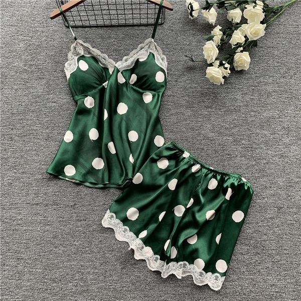 daeyard fashion polka dot pajamas for women home clothes silk pajama set satin sleepwear cute summer pyjama with chest pads, Blue;gray
daeyard fashion polka dot pajamas for women home clothes silk pajama set satin sleepwear cute summer pyjama with chest pads, Blue;gray