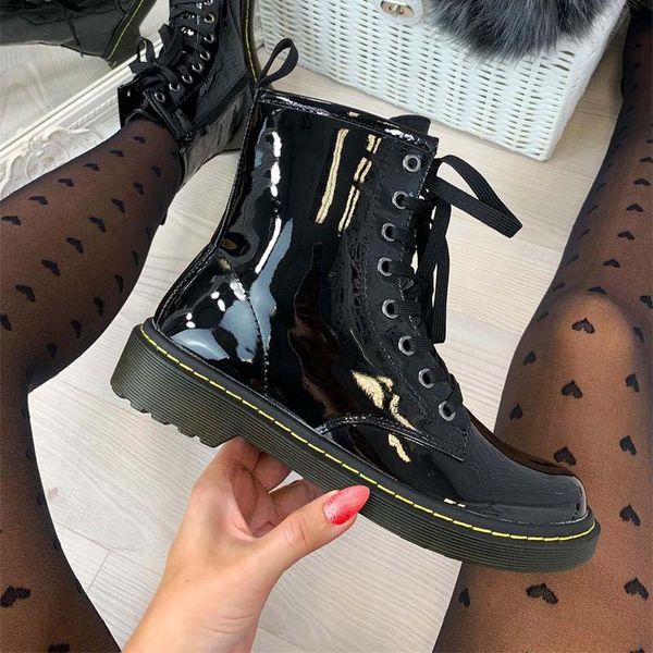 women ankle boots 2020 luxury buckle lace up ladies leather shoes british style flat female short boots plus size dropshipping, Black
women ankle boots 2020 luxury buckle lace up ladies leather shoes british style flat female short boots plus size dropshipping, Black