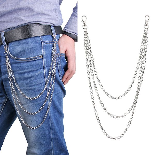 trendy punk style 3 layer biker link keychain jean wallet chain waist keychains hook trousers pant belt fashion key chain, Silver
trendy punk style 3 layer biker link keychain jean wallet chain waist keychains hook trousers pant belt fashion key chain, Silver