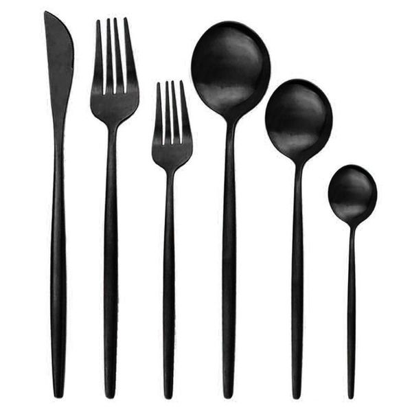 6pcs/set dinnerware black cutlery set 304 stainless steel dinner set knives dessert fork spoon tableware kitchen silverware
6pcs/set dinnerware black cutlery set 304 stainless steel dinner set knives dessert fork spoon tableware kitchen silverware