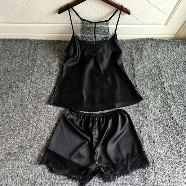 women lace silk pajama set backless sleepwear 2018 strap pajamas nightwear black short female night suit, Blue;gray
women lace silk pajama set backless sleepwear 2018 strap pajamas nightwear black short female night suit, Blue;gray