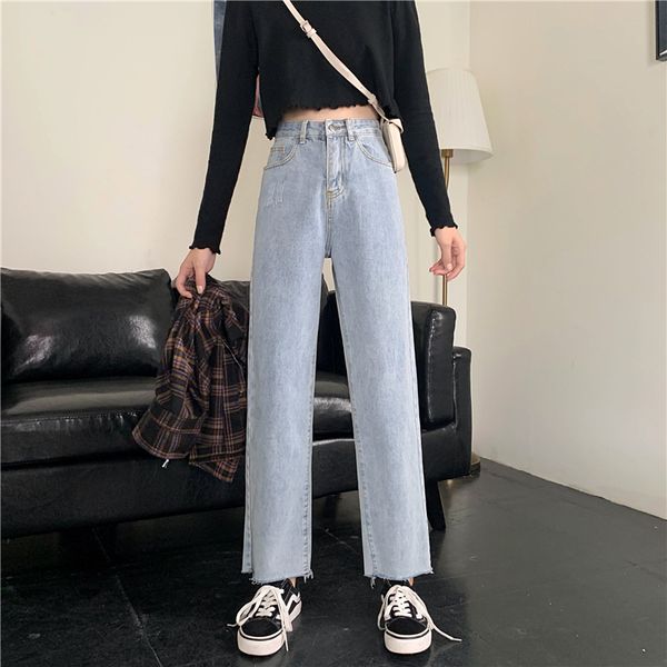 p shoot 2019 women's dress autumn korean-style high-waisted slimming washing trousers torn edge jeans women's pants, Blue
p shoot 2019 women's dress autumn korean-style high-waisted slimming washing trousers torn edge jeans women's pants, Blue