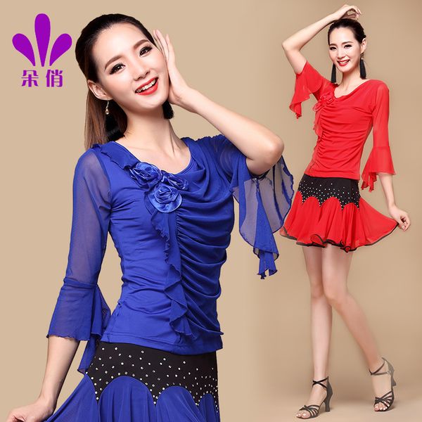stage wear lady square dance shirt plus size women rumba samba dancing suit female latin clothes promotion b-4307, Black;red
stage wear lady square dance shirt plus size women rumba samba dancing suit female latin clothes promotion b-4307, Black;red
