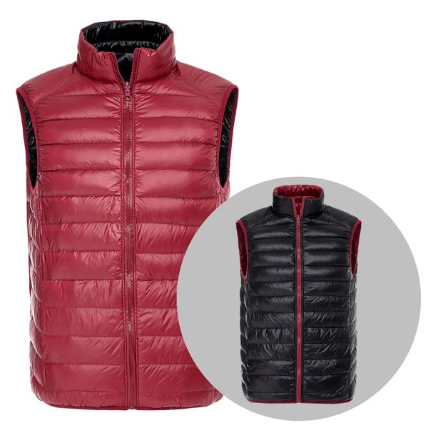 new autumn winter double side sleeveless jacket men winter ultra light white duck down vest reversible windproof warm waistcoat, Black;white
new autumn winter double side sleeveless jacket men winter ultra light white duck down vest reversible windproof warm waistcoat, Black;white