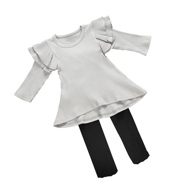 2pcs/sets autumn winter casual girls clothes baby girls solid print long sleeve t-shirt dress with leggings sundress set, White
2pcs/sets autumn winter casual girls clothes baby girls solid print long sleeve t-shirt dress with leggings sundress set, White