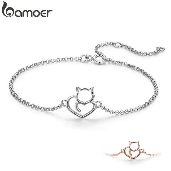 bamoer 100% 925 sterling silver cat and heart link chain bracelets & bangles for women authentic silver jewelry gift scb102, Golden;silver
bamoer 100% 925 sterling silver cat and heart link chain bracelets & bangles for women authentic silver jewelry gift scb102, Golden;silver